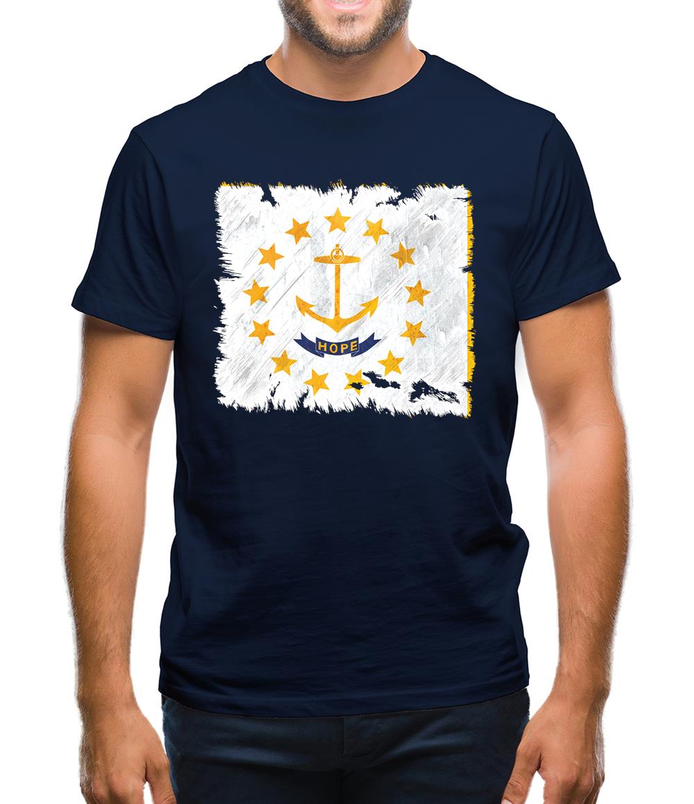 Rhode Island Grunge Style Flag Mens T-Shirt Rhode Island Grunge Style Flag Mens T-Shirt