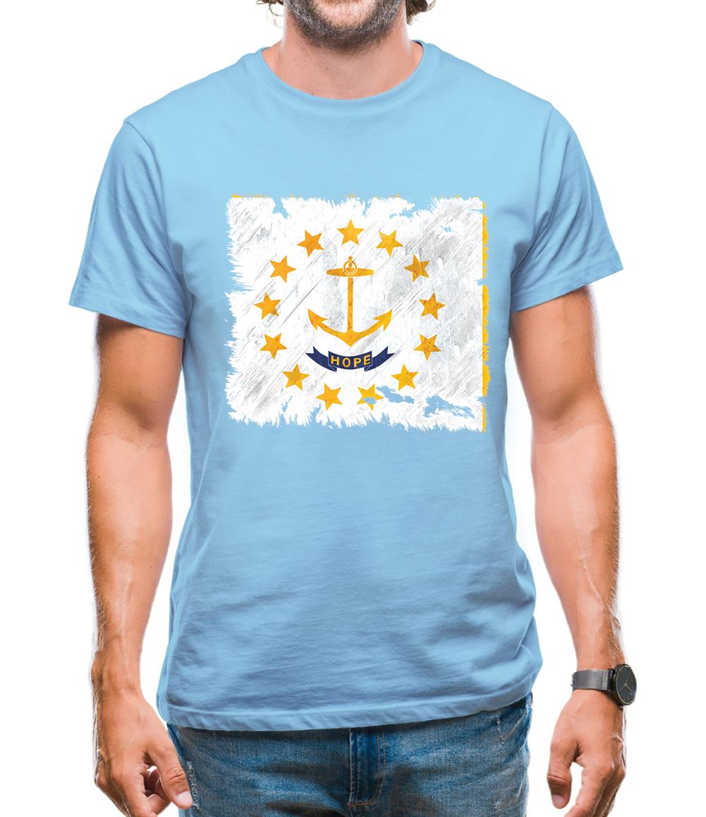 Rhode Island Grunge Style Flag Mens T-Shirt Rhode Island Grunge Style Flag Mens T-Shirt