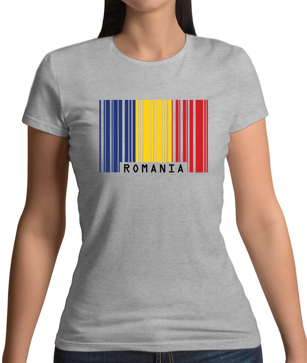 Romania Barcode Style Flag Womens T-Shirt Romania Barcode Style Flag Womens T-Shirt