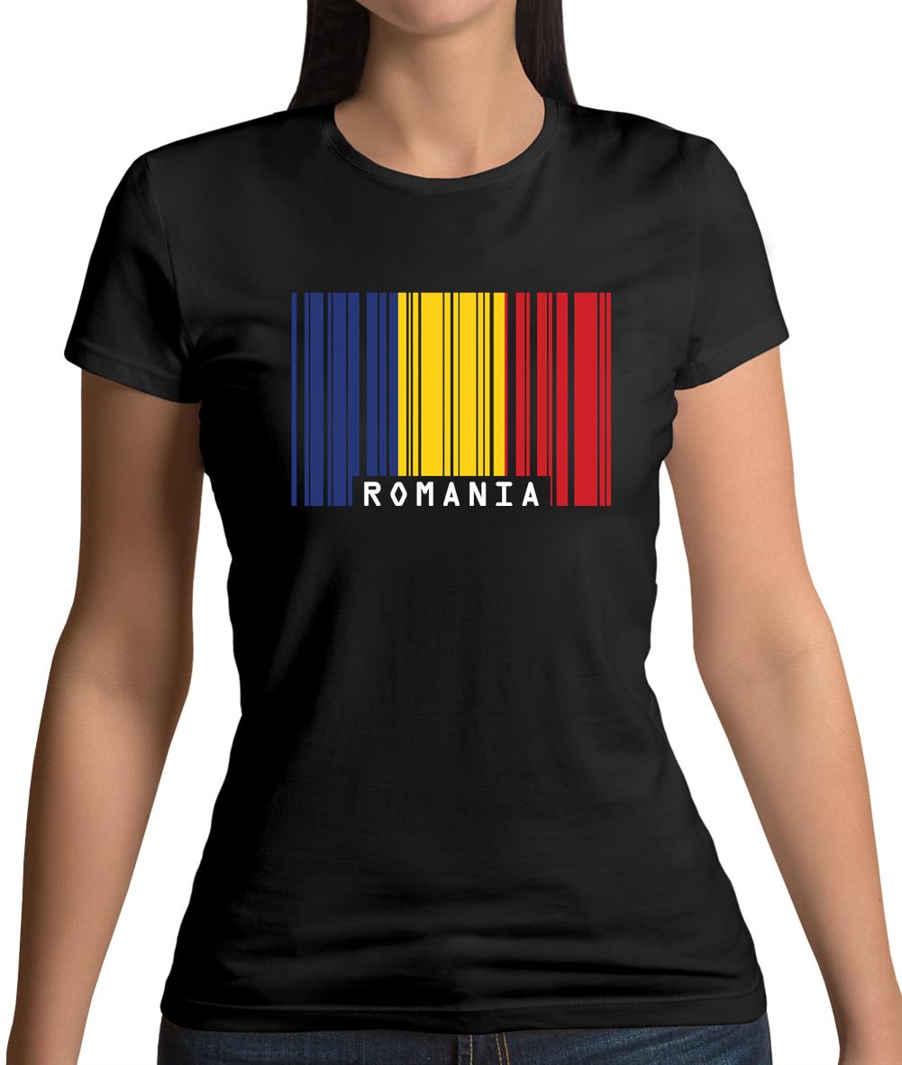 Romania Barcode Style Flag Womens T-Shirt Romania Barcode Style Flag Womens T-Shirt