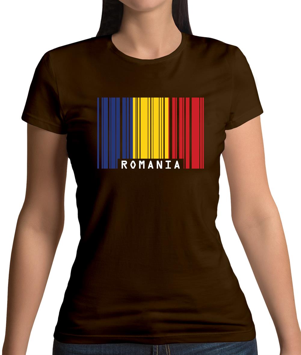 Romania Barcode Style Flag Womens T-Shirt Romania Barcode Style Flag Womens T-Shirt