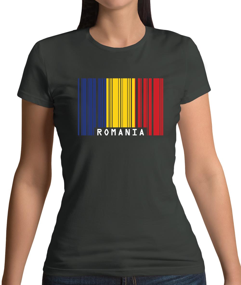 Romania Barcode Style Flag Womens T-Shirt Romania Barcode Style Flag Womens T-Shirt