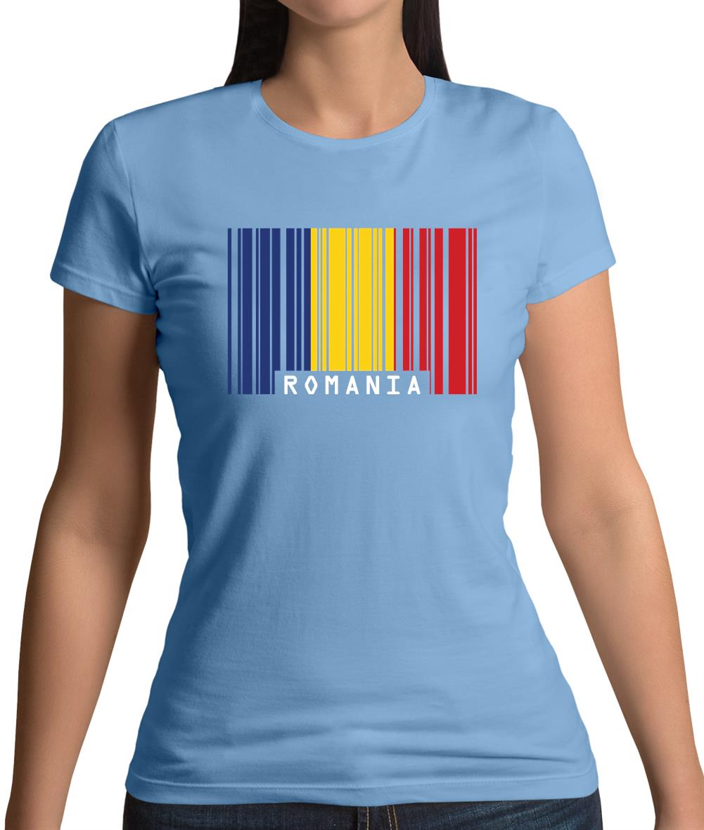 Romania Barcode Style Flag Womens T-Shirt Romania Barcode Style Flag Womens T-Shirt