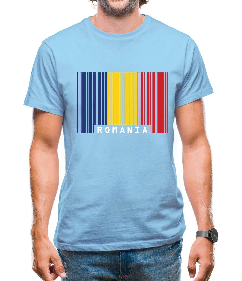 Romania Barcode Style Flag Mens T-Shirt Romania Barcode Style Flag Mens T-Shirt