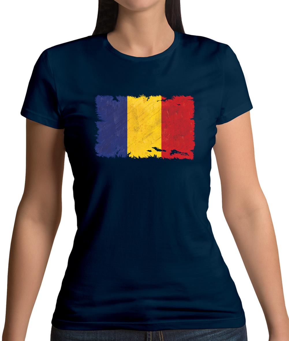 Romania Grunge Style Flag Womens T-Shirt Romania Grunge Style Flag Womens T-Shirt