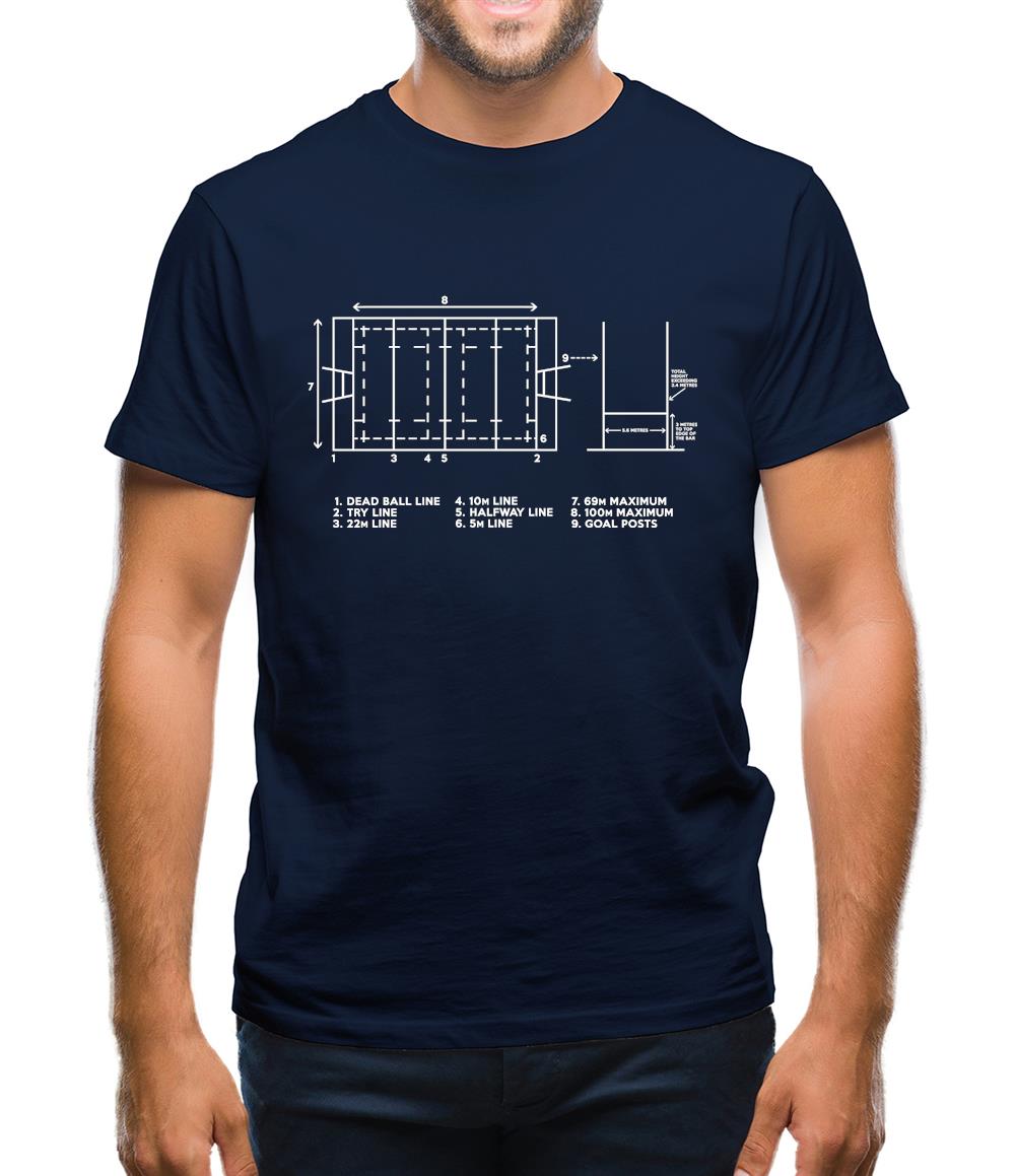 Rugby Pitch Diagram Mens T-Shirt Rugby Pitch Diagram Mens T-Shirt