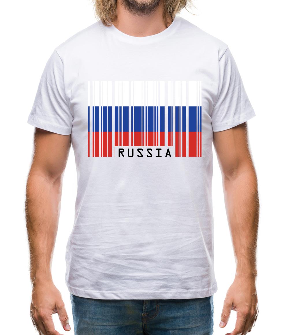Russia Barcode Style Flag Mens T-Shirt Russia Barcode Style Flag Mens T-Shirt