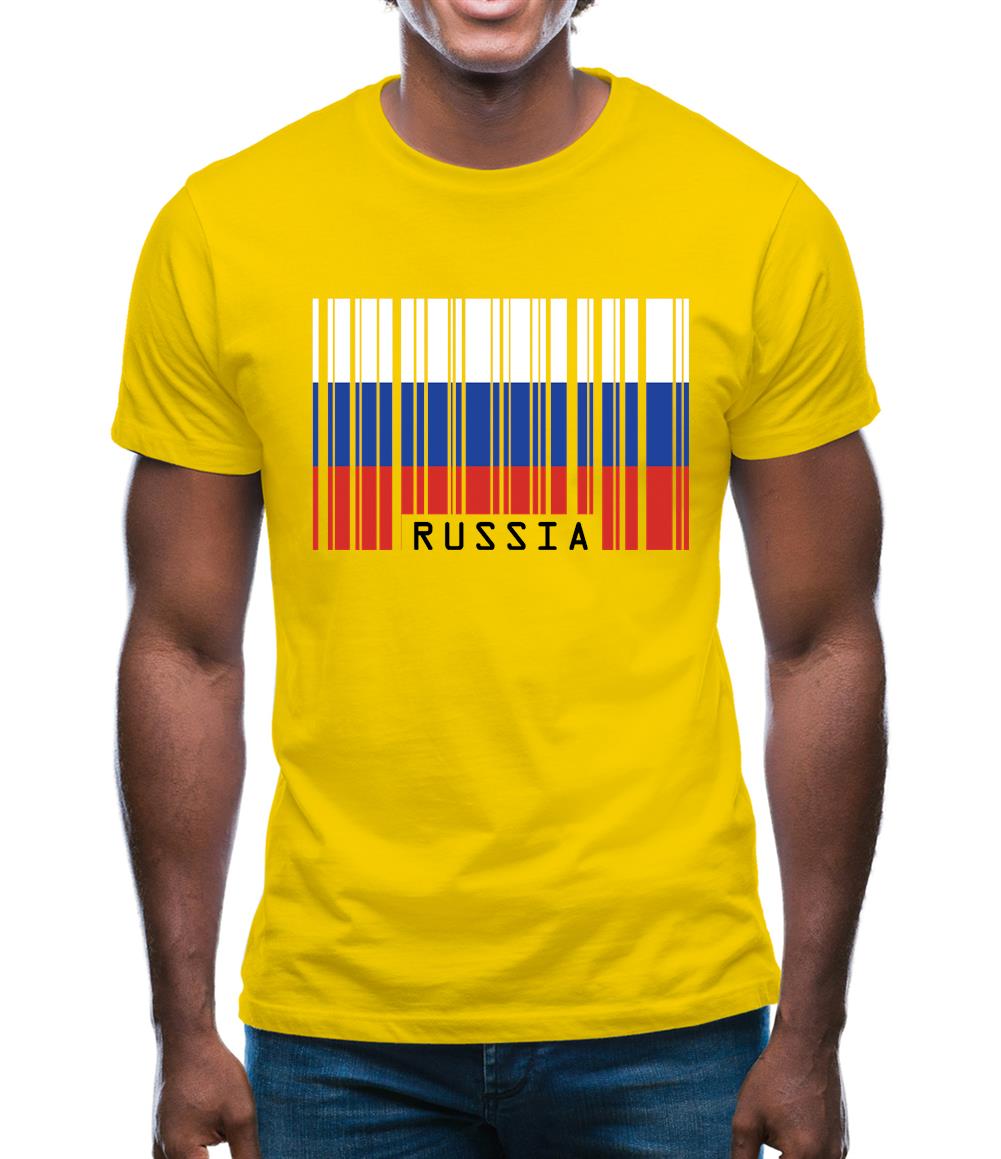 Russia Barcode Style Flag Mens T-Shirt Russia Barcode Style Flag Mens T-Shirt