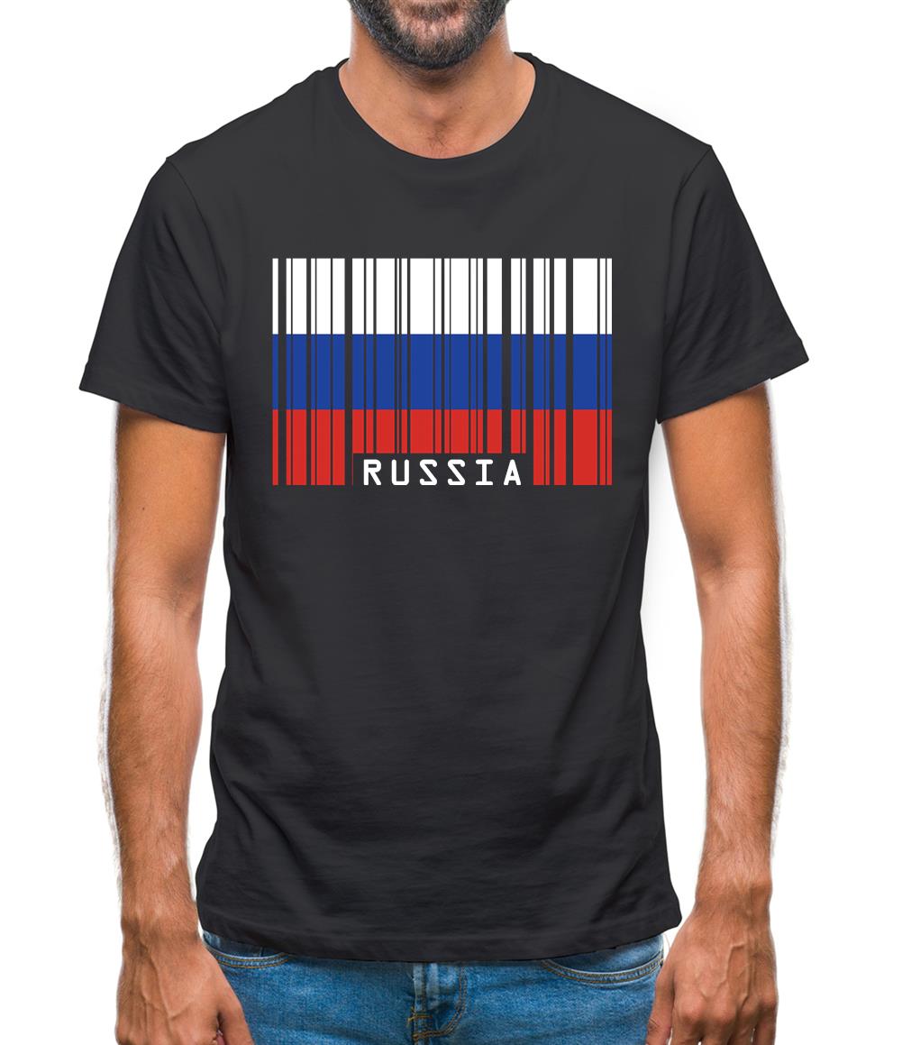 Russia Barcode Style Flag Mens T-Shirt Russia Barcode Style Flag Mens T-Shirt