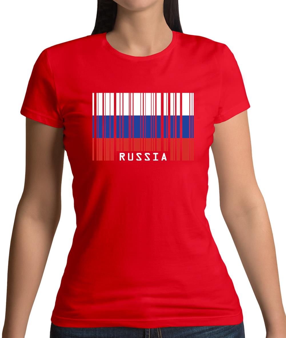 Russia Barcode Style Flag Womens T-Shirt