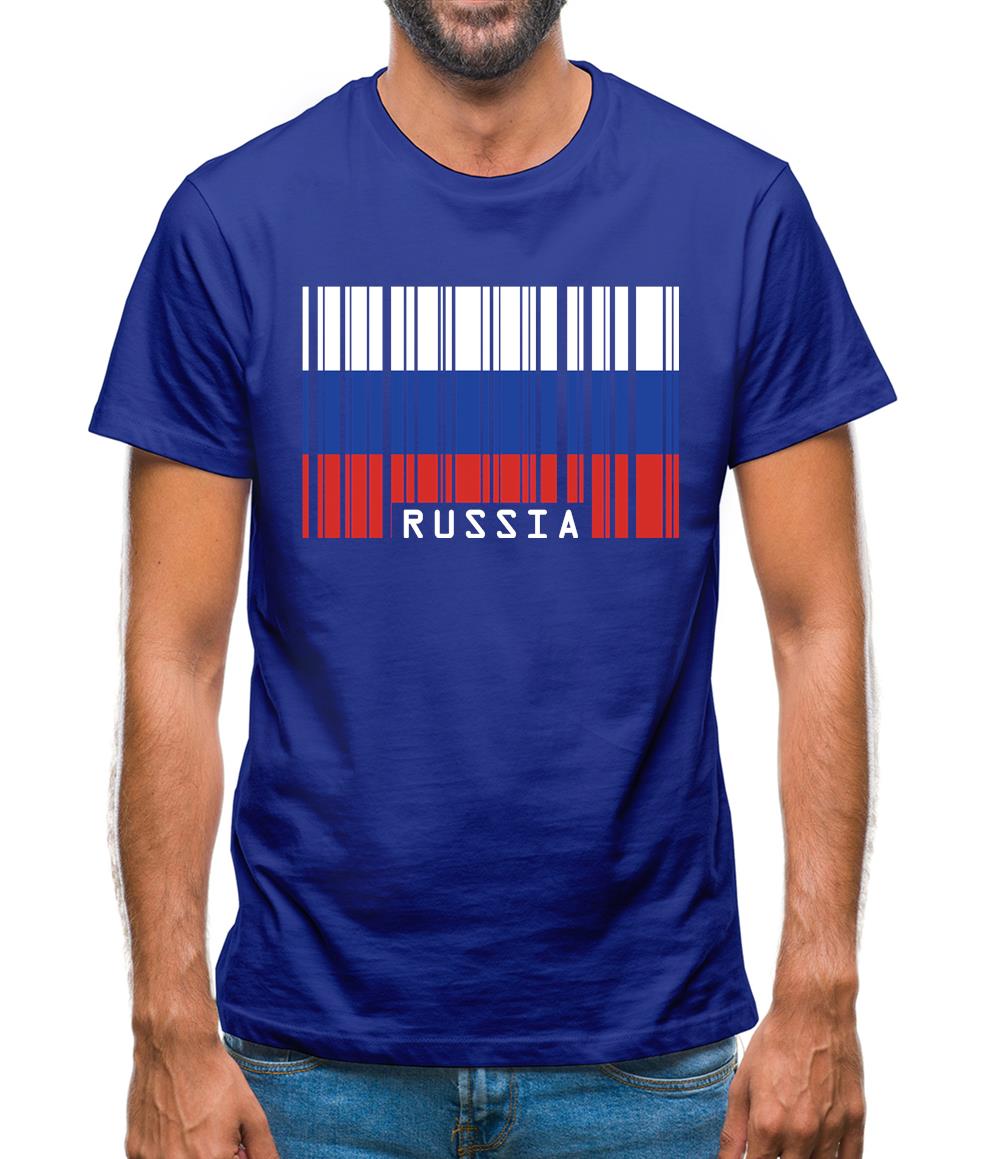 Russia Barcode Style Flag Mens T-Shirt Russia Barcode Style Flag Mens T-Shirt