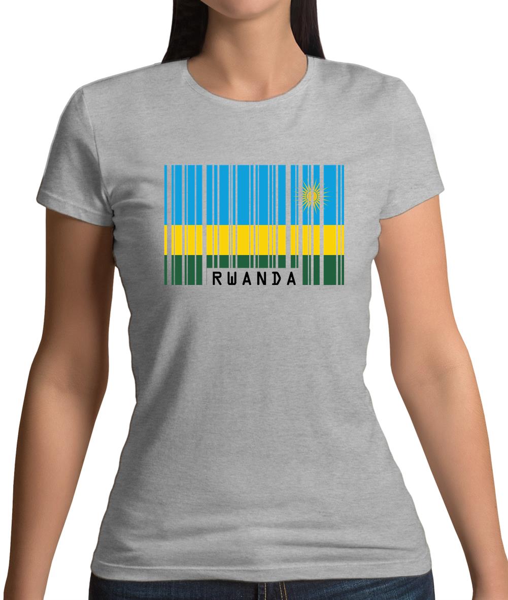 Rwanda Barcode Style Flag Womens T-Shirt Rwanda Barcode Style Flag Womens T-Shirt