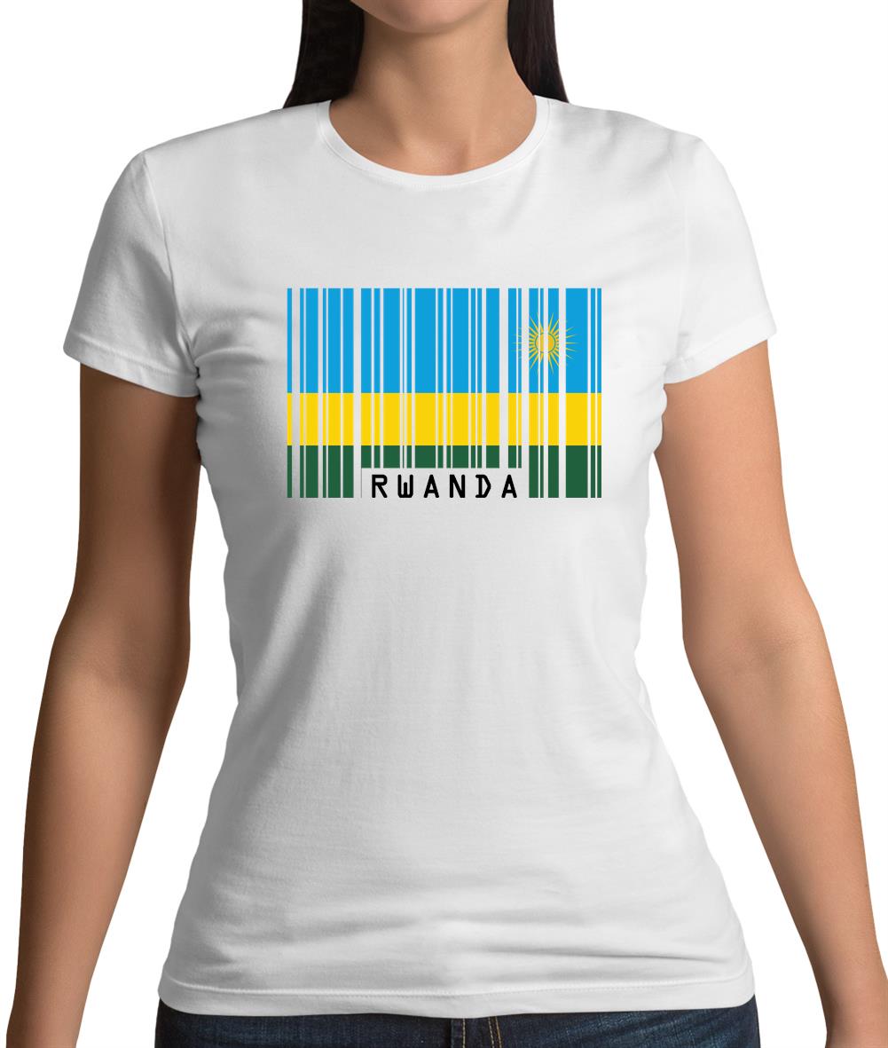 Rwanda Barcode Style Flag Womens T-Shirt Rwanda Barcode Style Flag Womens T-Shirt