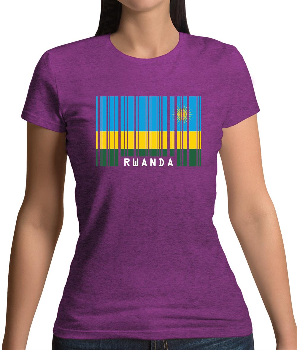 Rwanda Barcode Style Flag Womens T-Shirt Rwanda Barcode Style Flag Womens T-Shirt