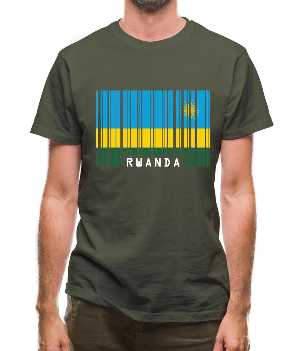 Rwanda Barcode Style Flag Mens T-Shirt Rwanda Barcode Style Flag Mens T-Shirt