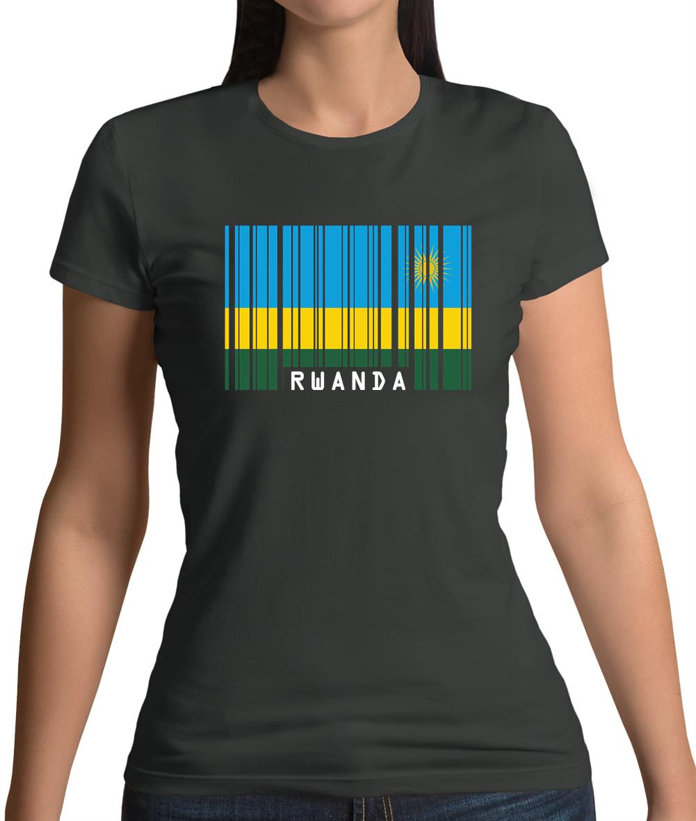 Rwanda Barcode Style Flag Womens T-Shirt Rwanda Barcode Style Flag Womens T-Shirt