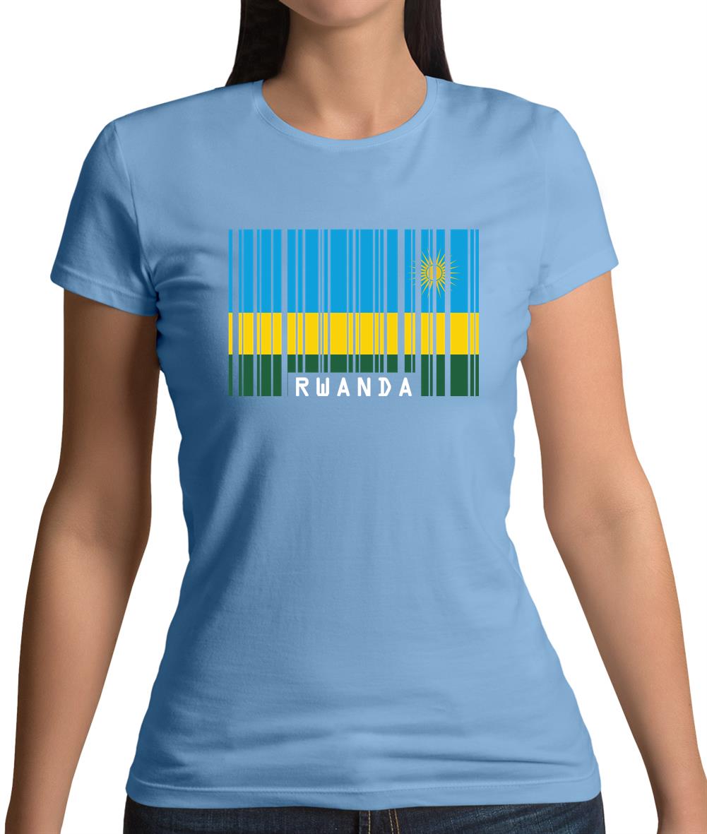 Rwanda Barcode Style Flag Womens T-Shirt Rwanda Barcode Style Flag Womens T-Shirt