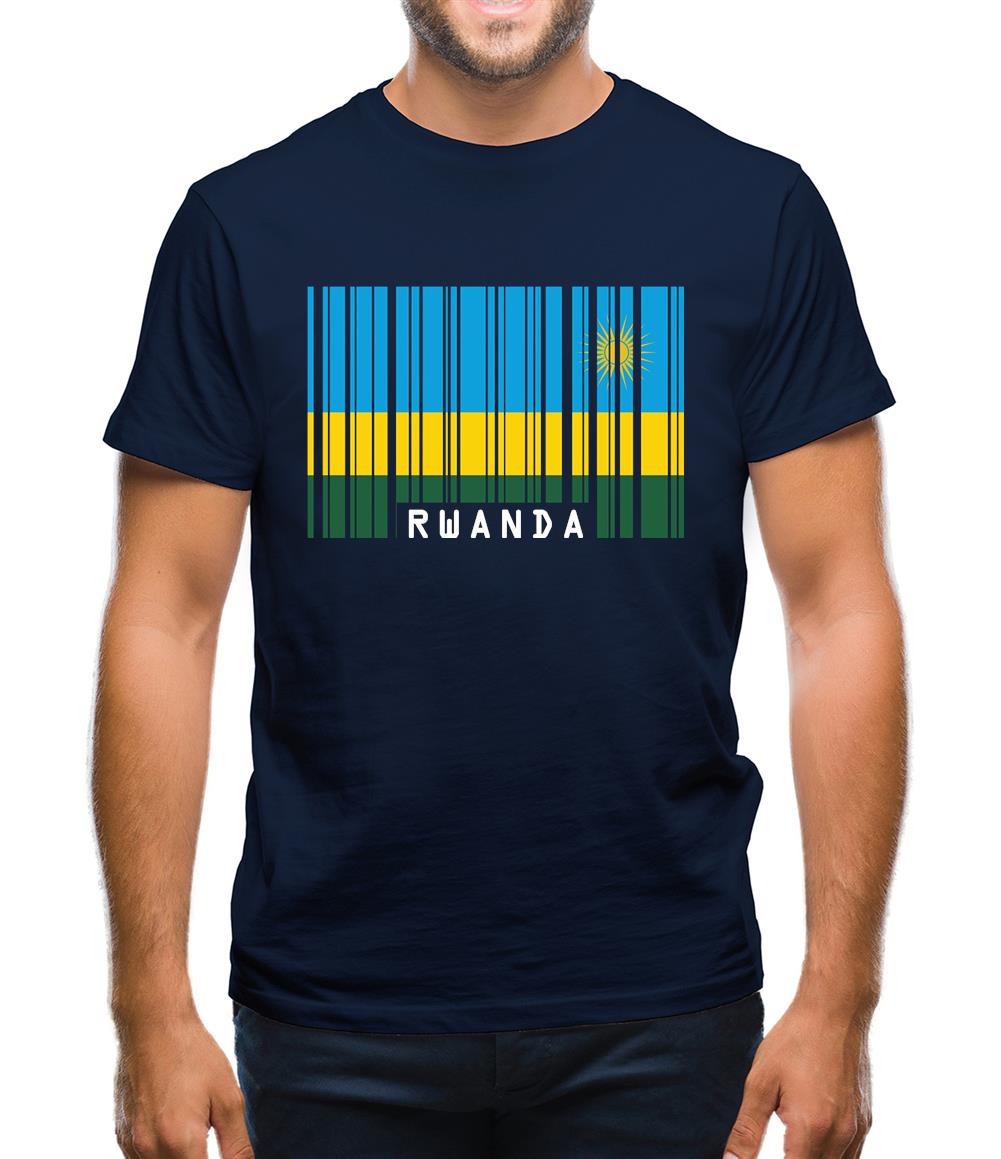 Rwanda Barcode Style Flag Mens T-Shirt Rwanda Barcode Style Flag Mens T-Shirt