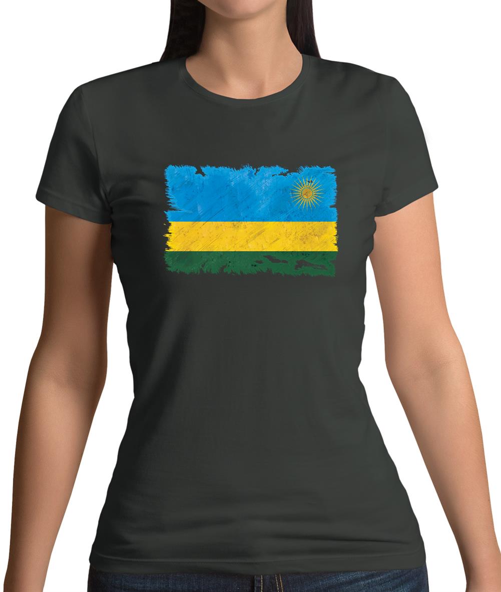 Rwanda Grunge Style Flag Womens T-Shirt Rwanda Grunge Style Flag Womens T-Shirt