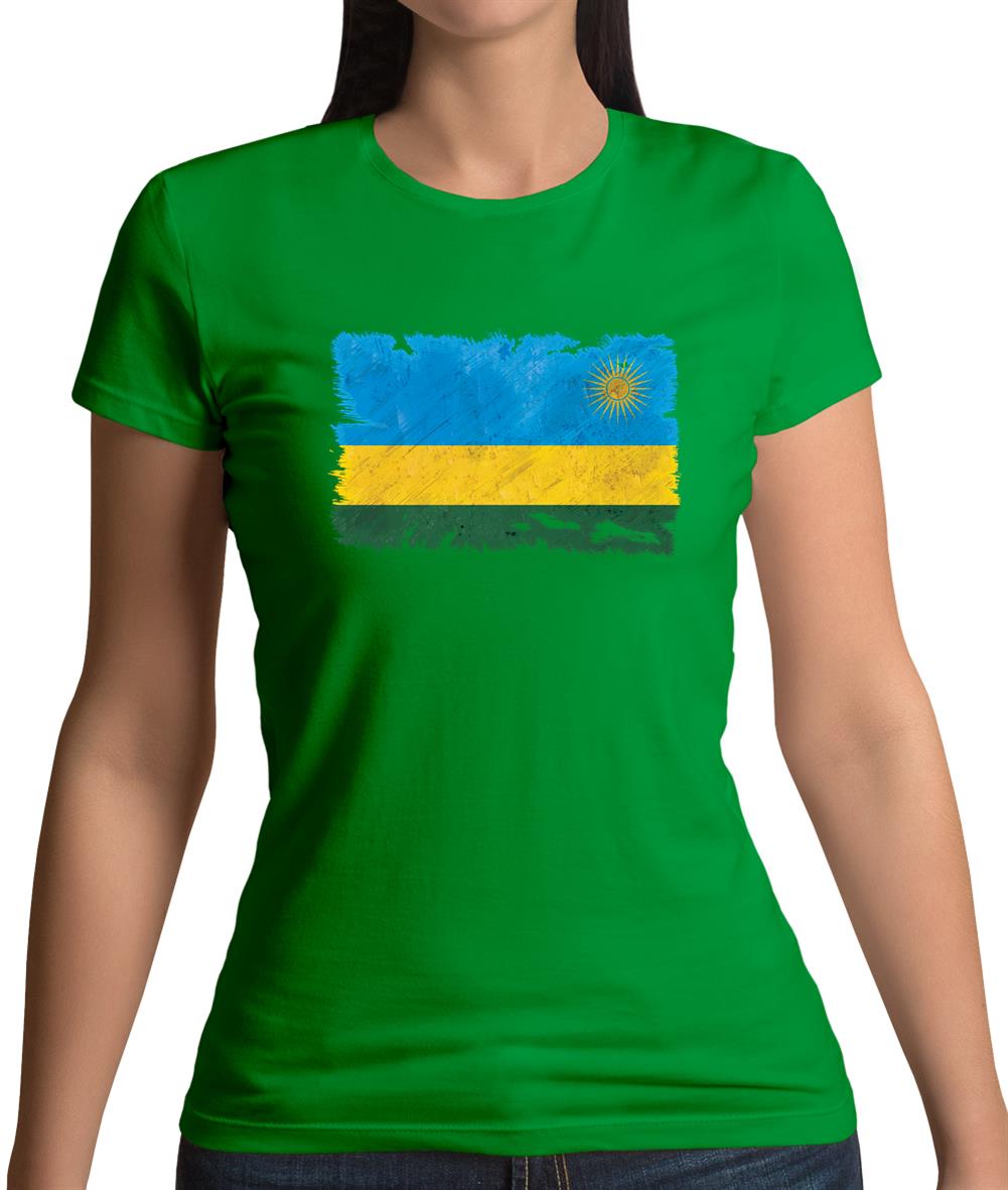 Rwanda Grunge Style Flag Womens T-Shirt Rwanda Grunge Style Flag Womens T-Shirt