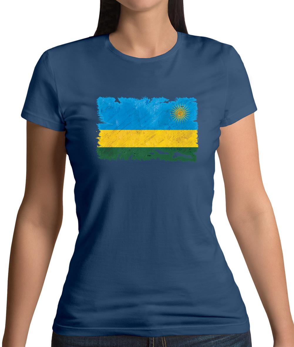 Rwanda Grunge Style Flag Womens T-Shirt Rwanda Grunge Style Flag Womens T-Shirt