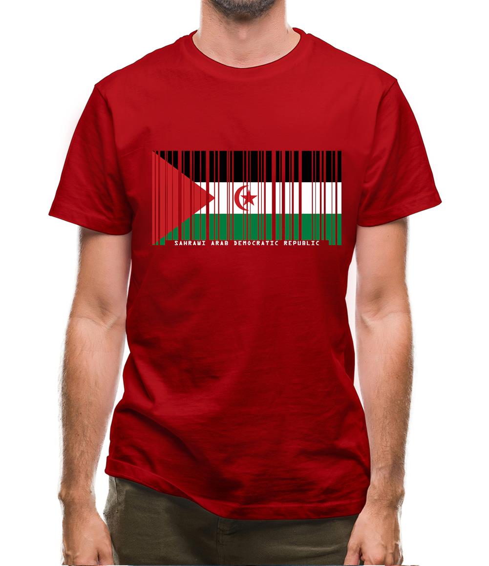 Sahrawi Arab Democratic Republic Barcode Style Flag Mens T-Shirt