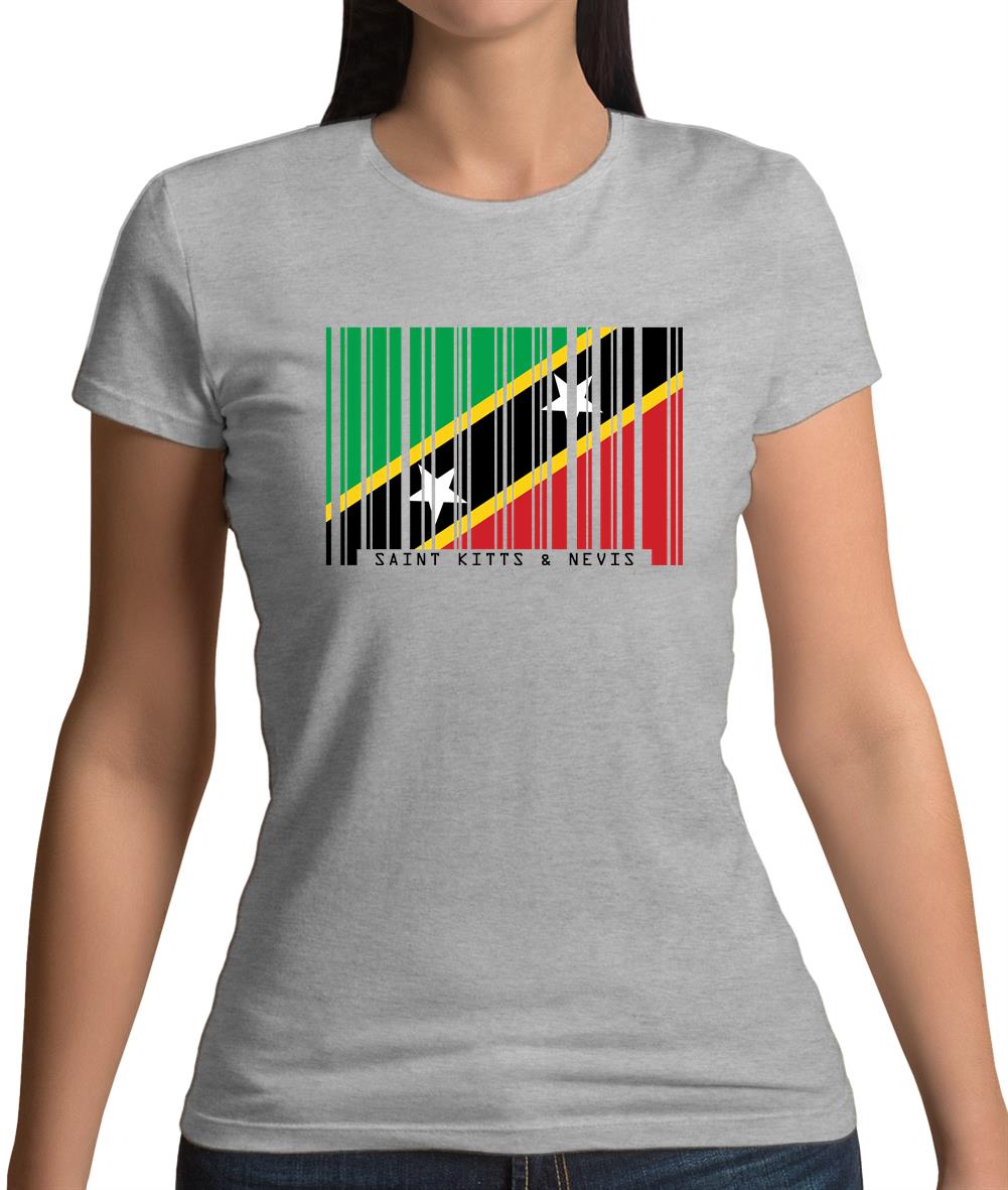 Saint Kitts And Nevis Barcode Style Flag Womens T-Shirt Saint Kitts And Nevis Barcode Style Flag Womens T-Shirt