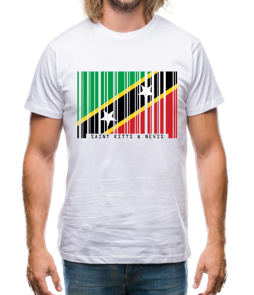 Saint Kitts And Nevis Barcode Style Flag Mens T-Shirt Saint Kitts And Nevis Barcode Style Flag Mens T-Shirt