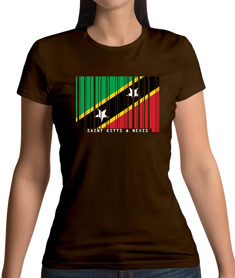 Saint Kitts And Nevis Barcode Style Flag Womens T-Shirt Saint Kitts And Nevis Barcode Style Flag Womens T-Shirt