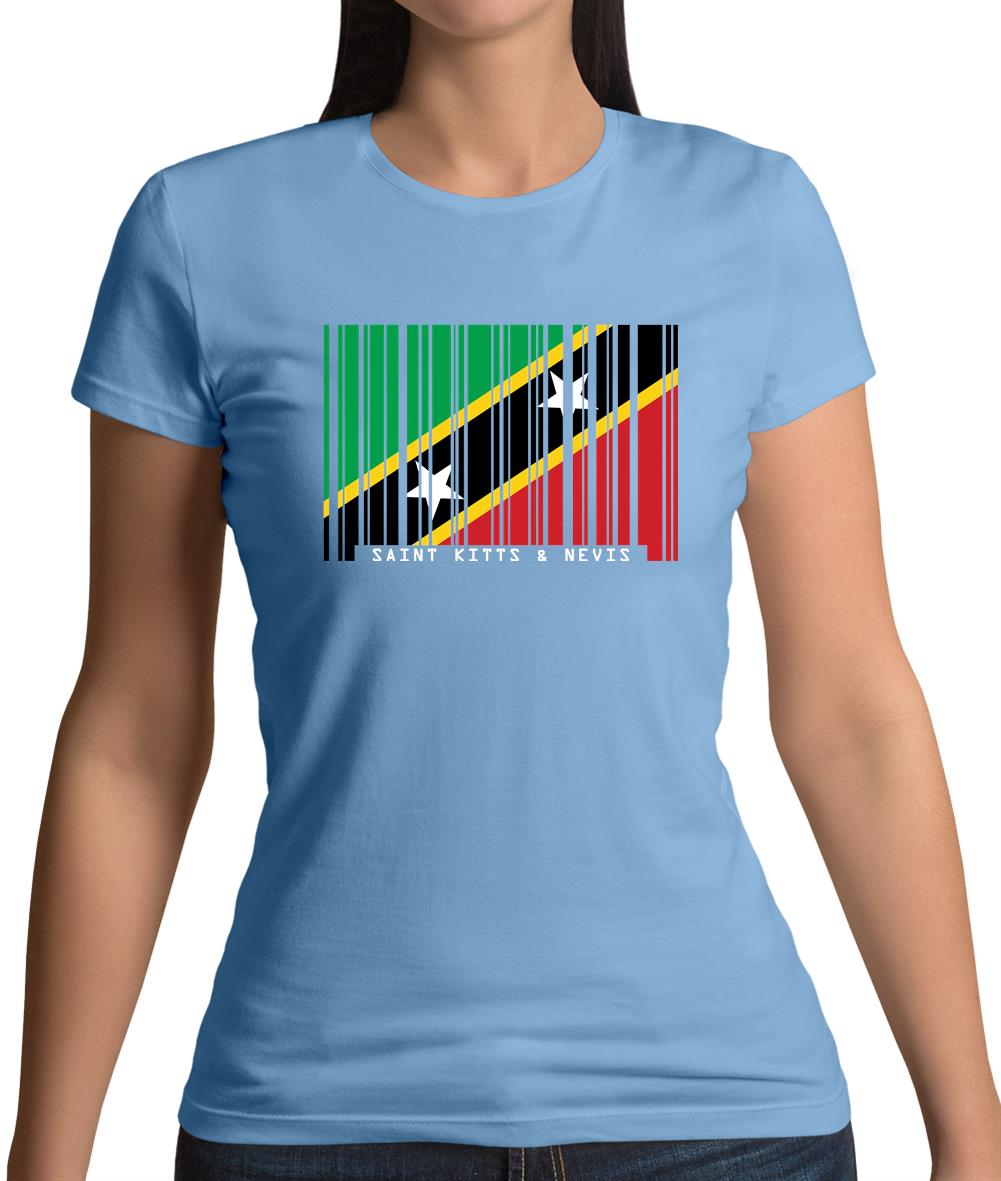 Saint Kitts And Nevis Barcode Style Flag Womens T-Shirt Saint Kitts And Nevis Barcode Style Flag Womens T-Shirt