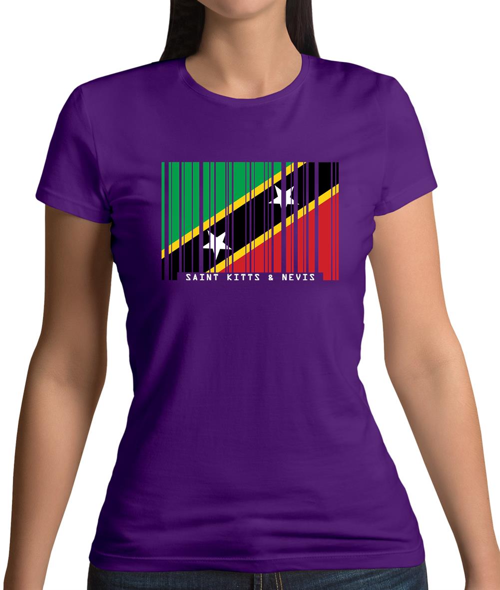 Saint Kitts And Nevis Barcode Style Flag Womens T-Shirt Saint Kitts And Nevis Barcode Style Flag Womens T-Shirt