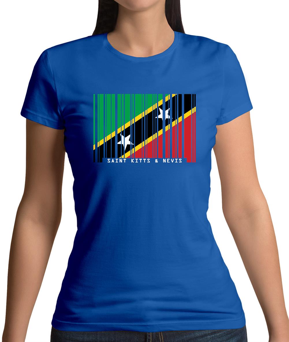 Saint Kitts And Nevis Barcode Style Flag Womens T-Shirt Saint Kitts And Nevis Barcode Style Flag Womens T-Shirt