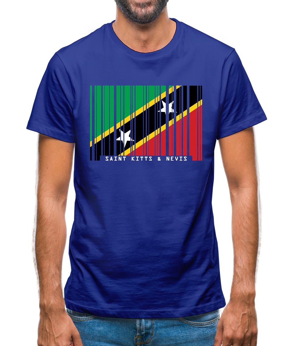 Saint Kitts And Nevis Barcode Style Flag Mens T-Shirt