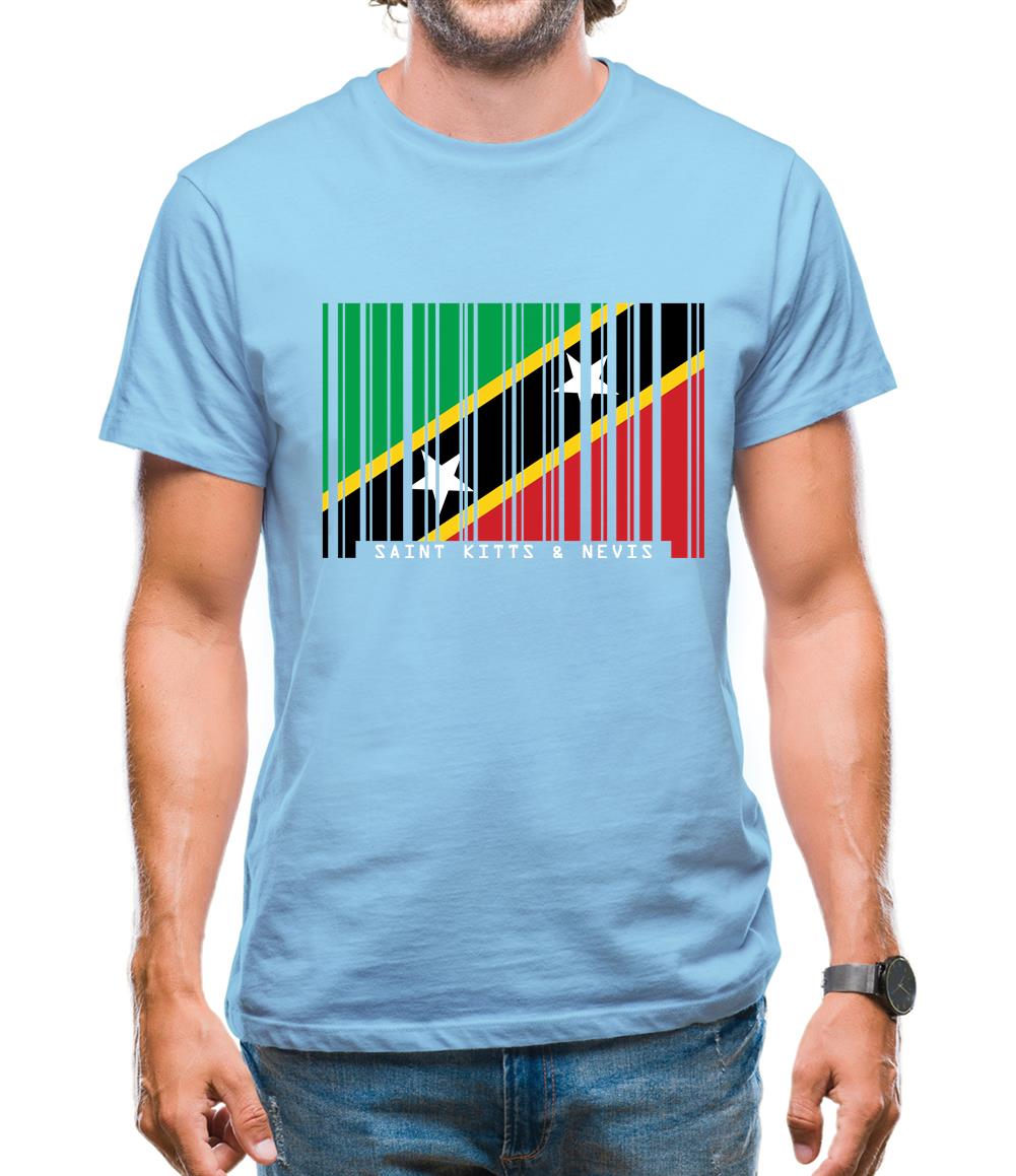 Saint Kitts And Nevis Barcode Style Flag Mens T-Shirt Saint Kitts And Nevis Barcode Style Flag Mens T-Shirt