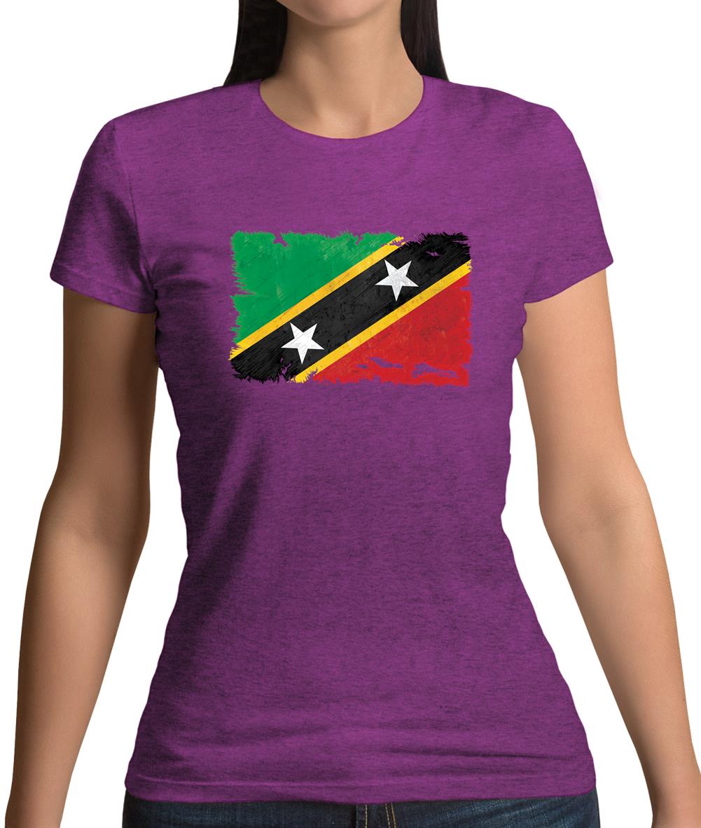 Saint Kitts And Nevis Grunge Style Flag Womens T-Shirt Saint Kitts And Nevis Grunge Style Flag Womens T-Shirt