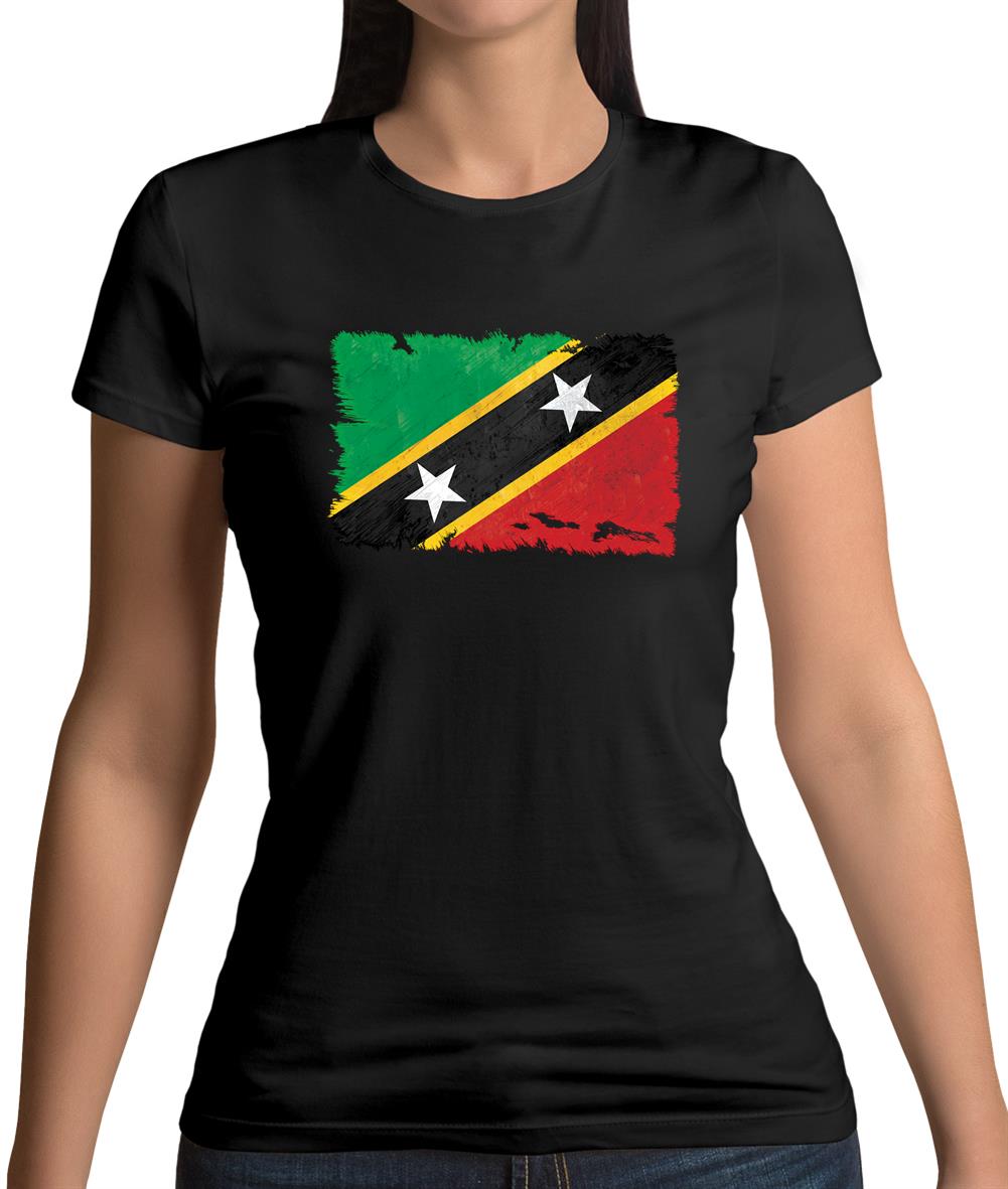 Saint Kitts And Nevis Grunge Style Flag Womens T-Shirt Saint Kitts And Nevis Grunge Style Flag Womens T-Shirt