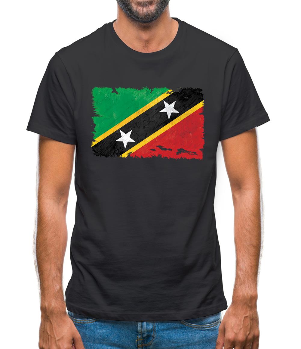 Saint Kitts And Nevis Grunge Style Flag Mens T-Shirt Saint Kitts And Nevis Grunge Style Flag Mens T-Shirt