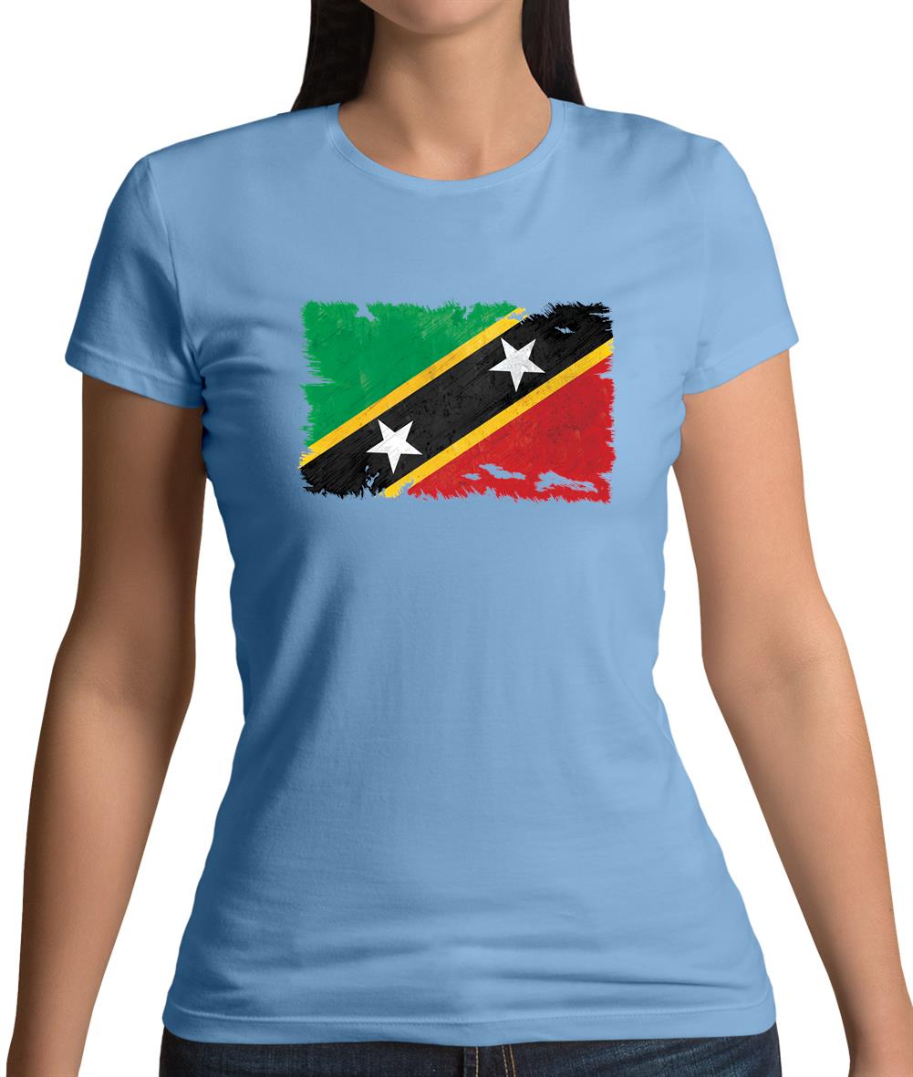 Saint Kitts And Nevis Grunge Style Flag Womens T-Shirt Saint Kitts And Nevis Grunge Style Flag Womens T-Shirt