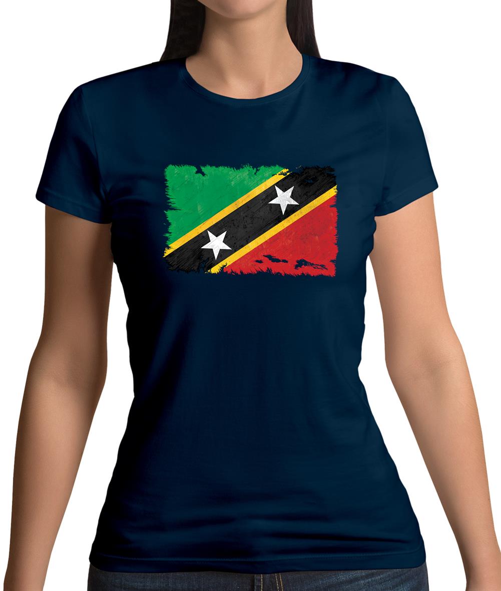 Saint Kitts And Nevis Grunge Style Flag Womens T-Shirt Saint Kitts And Nevis Grunge Style Flag Womens T-Shirt