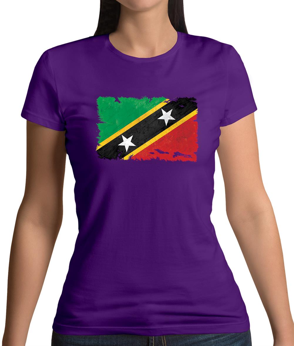 Saint Kitts And Nevis Grunge Style Flag Womens T-Shirt Saint Kitts And Nevis Grunge Style Flag Womens T-Shirt