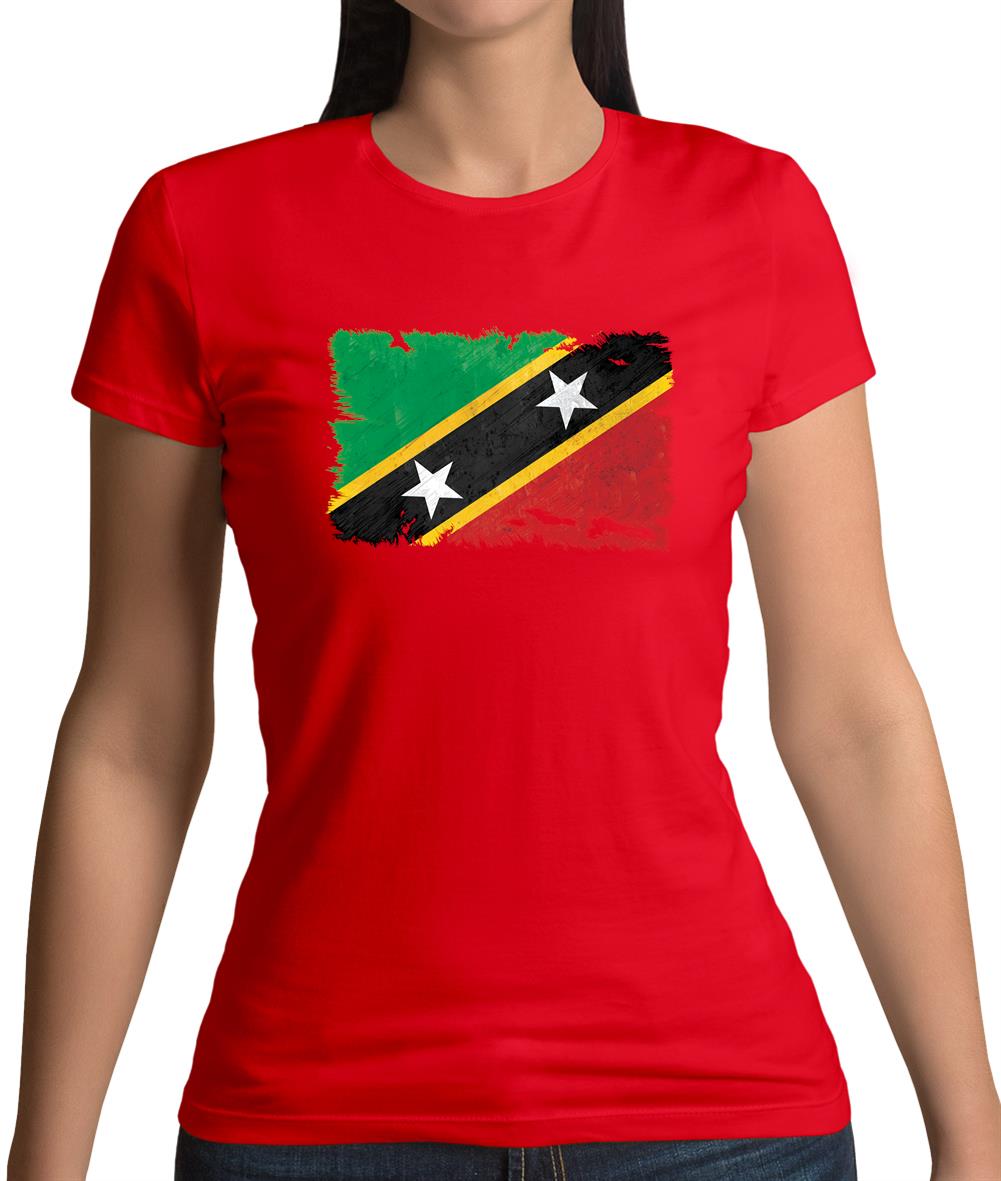 Saint Kitts And Nevis Grunge Style Flag Womens T-Shirt Saint Kitts And Nevis Grunge Style Flag Womens T-Shirt