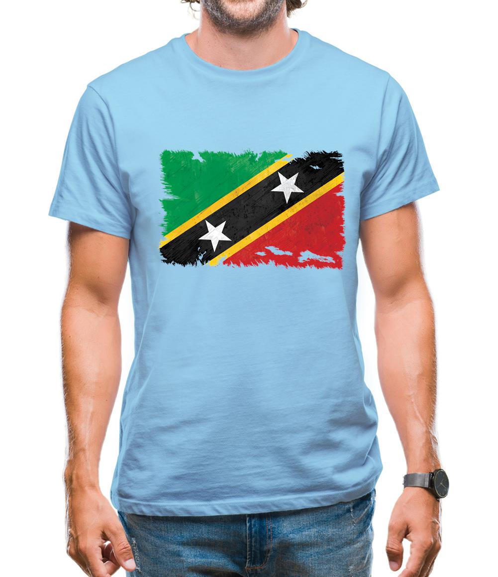 Saint Kitts And Nevis Grunge Style Flag Mens T-Shirt Saint Kitts And Nevis Grunge Style Flag Mens T-Shirt