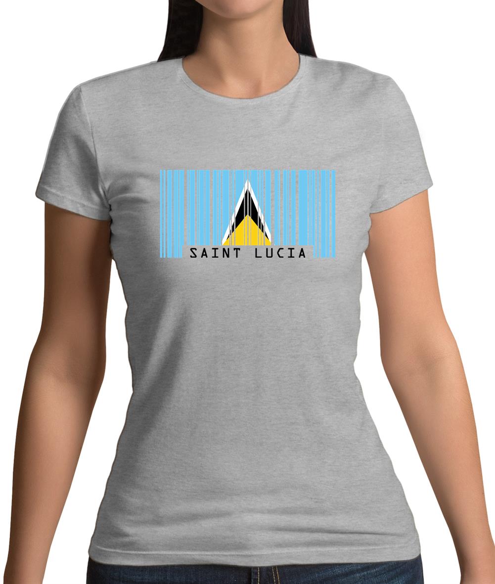 Saint Lucia  Barcode Style Flag Womens T-Shirt Saint Lucia  Barcode Style Flag Womens T-Shirt
