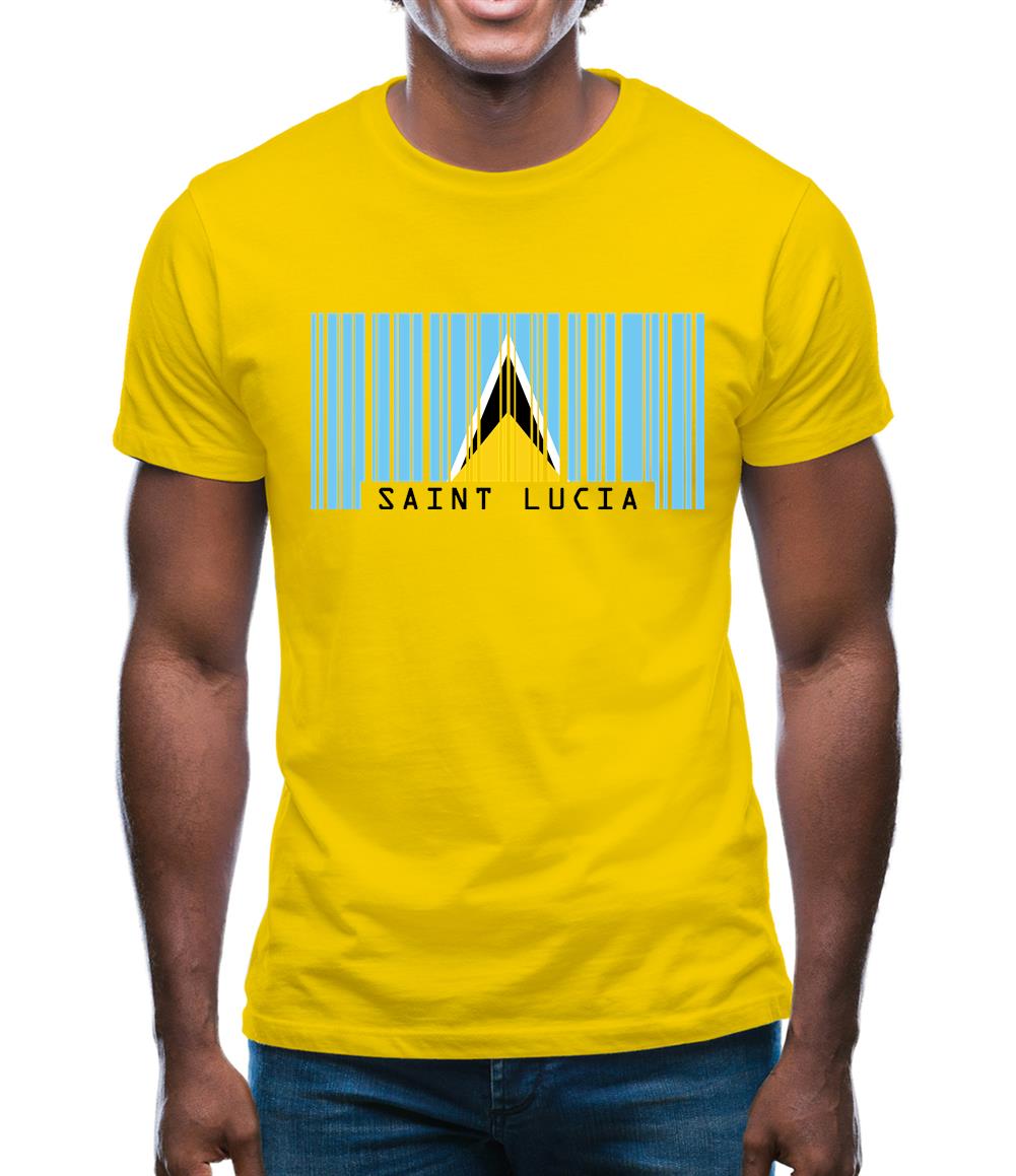Saint Lucia  Barcode Style Flag Mens T-Shirt Saint Lucia  Barcode Style Flag Mens T-Shirt