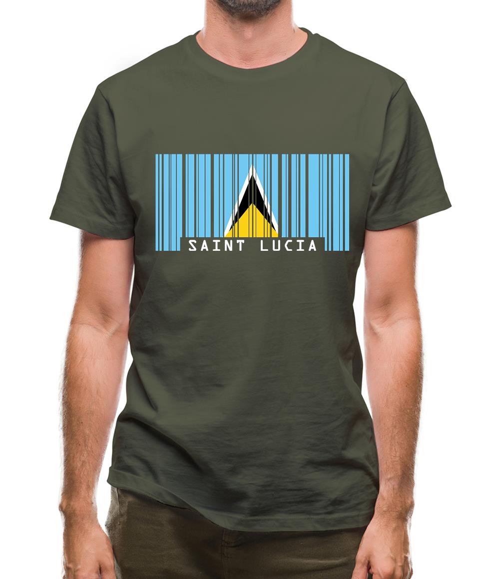 Saint Lucia  Barcode Style Flag Mens T-Shirt Saint Lucia  Barcode Style Flag Mens T-Shirt