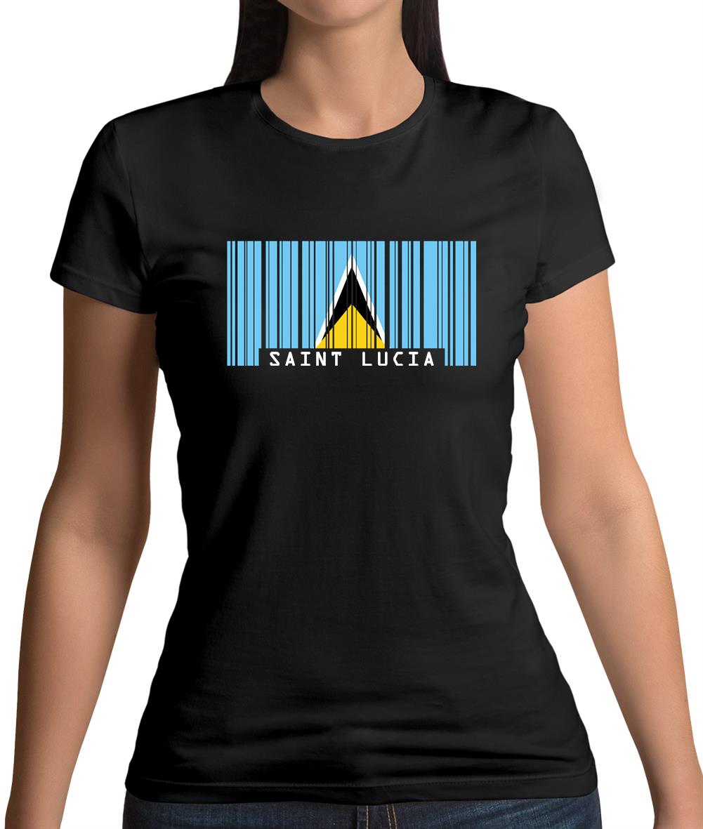 Saint Lucia  Barcode Style Flag Womens T-Shirt Saint Lucia  Barcode Style Flag Womens T-Shirt