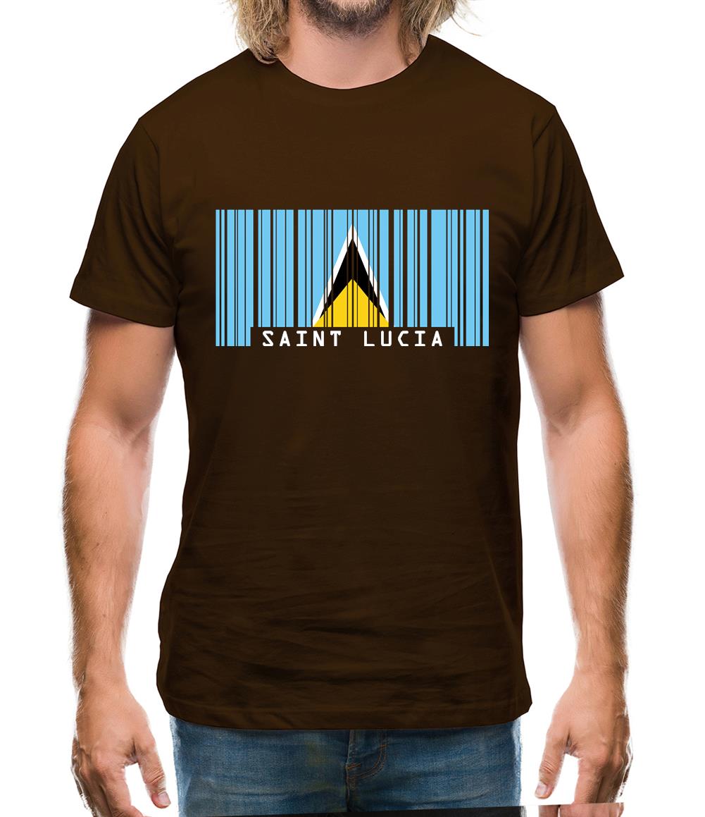 Saint Lucia  Barcode Style Flag Mens T-Shirt Saint Lucia  Barcode Style Flag Mens T-Shirt
