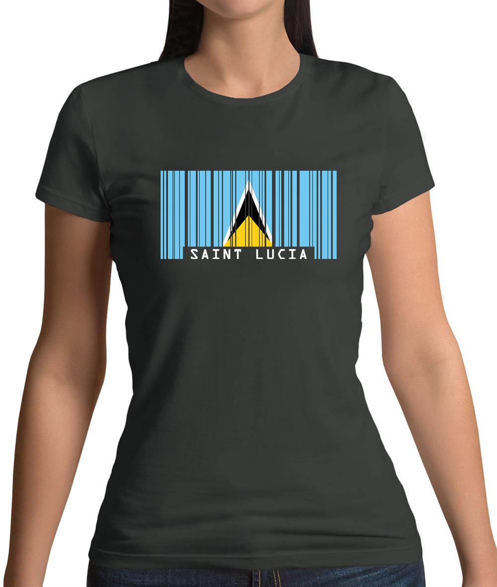 Saint Lucia  Barcode Style Flag Womens T-Shirt Saint Lucia  Barcode Style Flag Womens T-Shirt