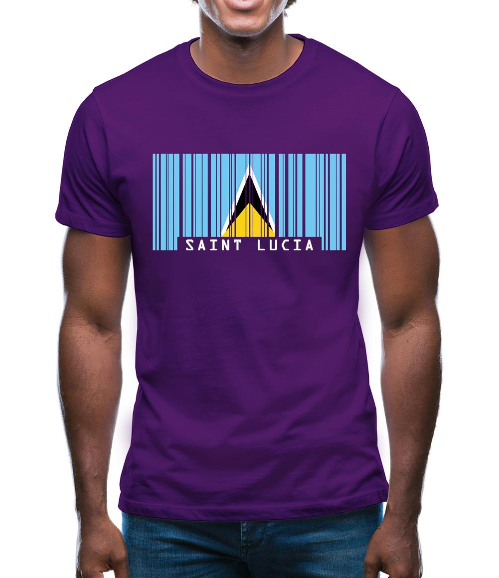 Saint Lucia  Barcode Style Flag Mens T-Shirt