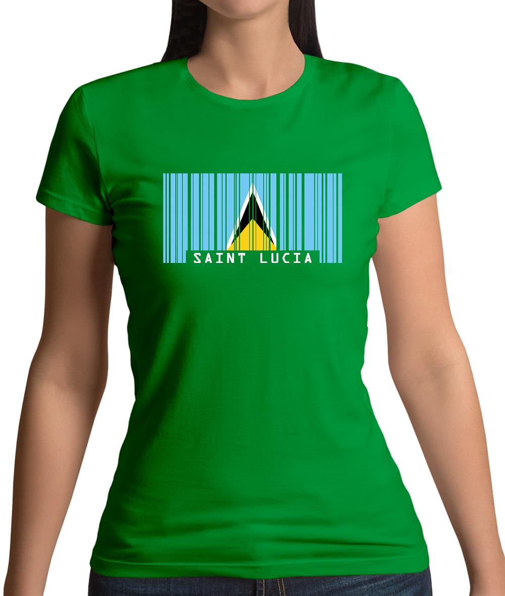 Saint Lucia  Barcode Style Flag Womens T-Shirt Saint Lucia  Barcode Style Flag Womens T-Shirt